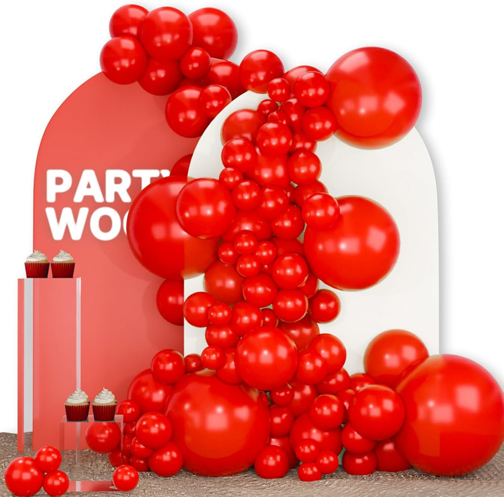 PartyWoo Red Balloon Arch Kit - 100 Pcs in 5-18 Inch Sizes for Birthday & Graduation Decor