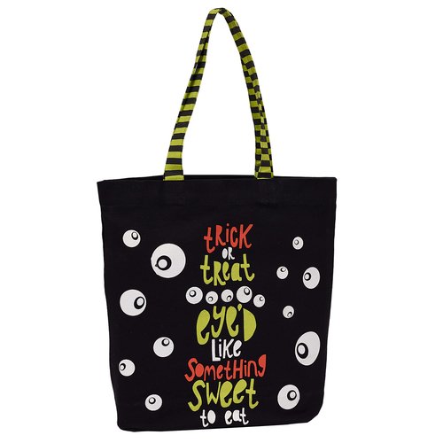 DII Reusable Halloween Tote Bags for Trick or Treat or Grocery Shopping, Machine Washable Cotton Gift Set of 2, 15x15.5, Witch Candy