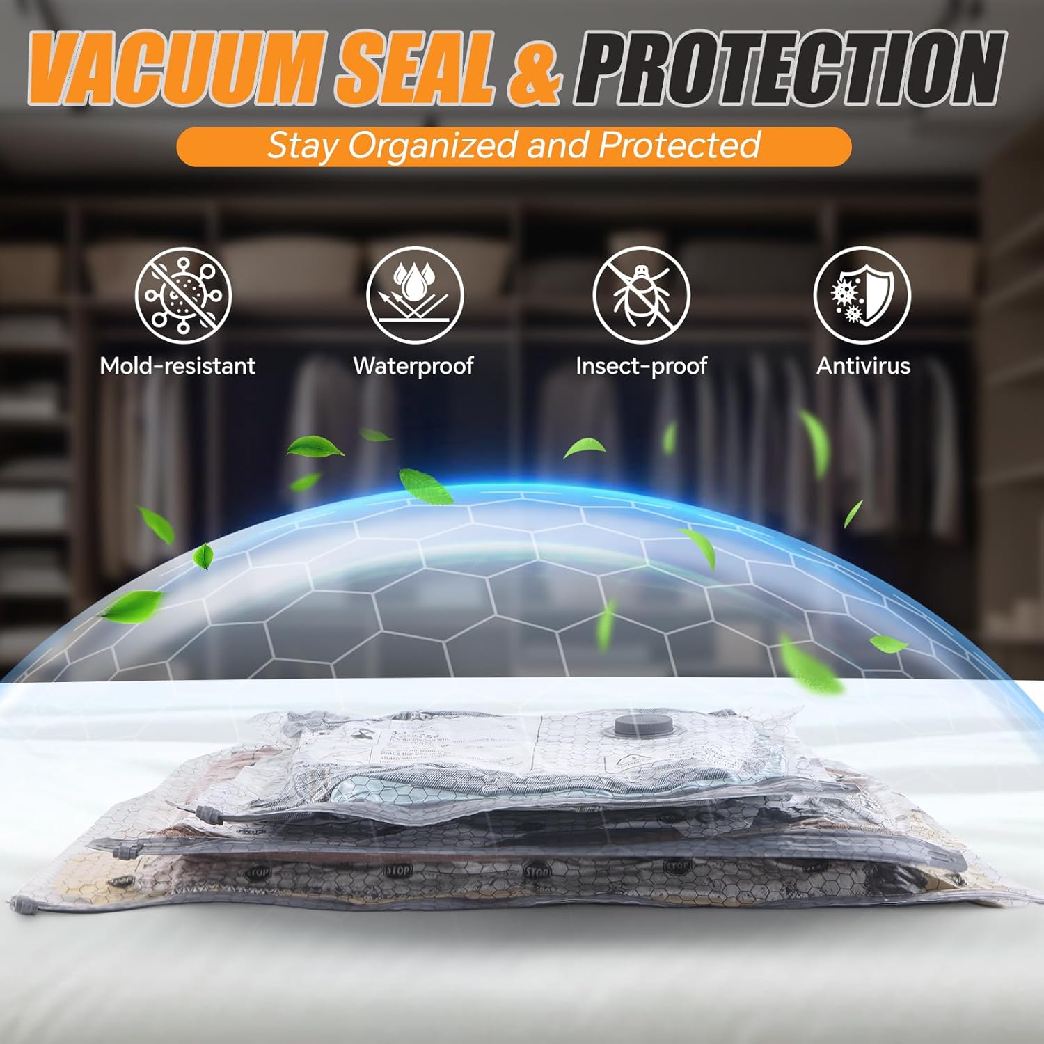 Travel Vacuum Storage Bags - 20 Pack Compression Bags with Portable Electric Pump | 80% Space Saver for Luggage