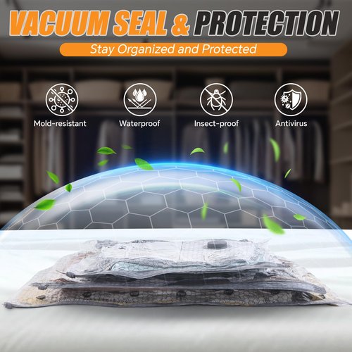 Airlocky Travel Vacuum Storage Bags with Pump, 12 Pack Carry-on Compression Packing Bags + Portable Electric Pump, 80% Space Saver of Clothes, Vacuum Seal Bags for Clothing Travel Luggage