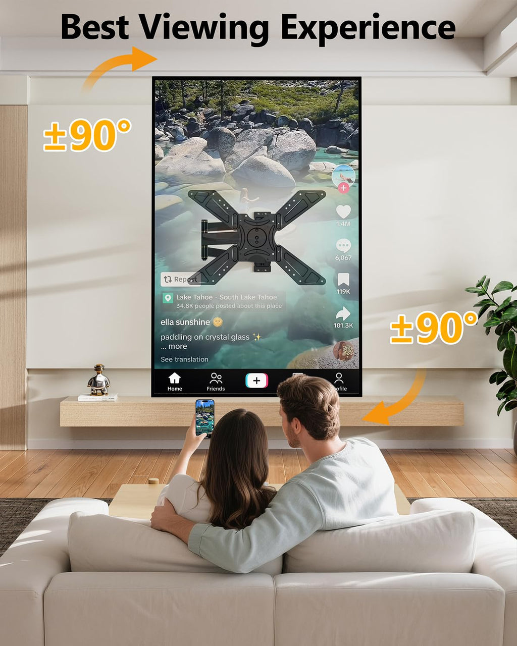 FORGING MOUNT Full Motion Corner TV Wall Mount for 32-75 Inch TVs Holds 110 lbs,33" Long Extension Arm with Landscape to Portrait Rotation, Swivel & Tilt,Vertical Rotating TV Mount,Max VESA 600x400mm