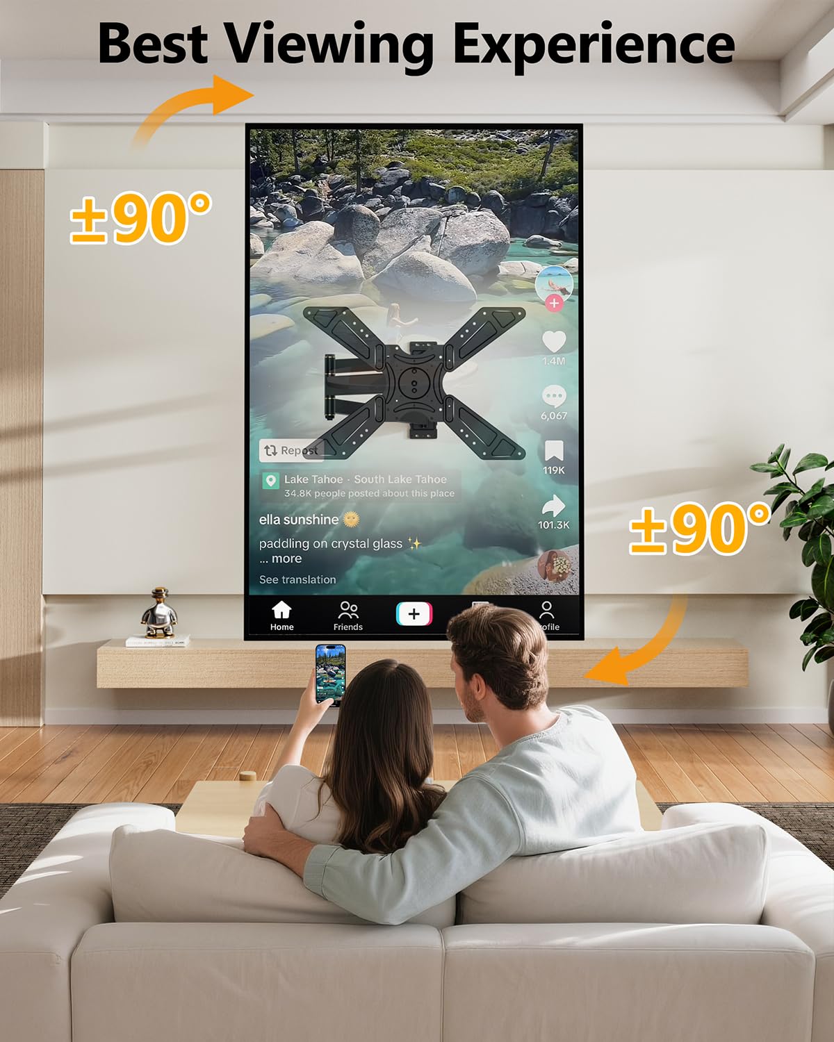FORGING MOUNT Full Motion Corner TV Wall Mount for 32-75 Inch TVs Holds 110 lbs,33" Long Extension Arm with Landscape to Portrait Rotation, Swivel & Tilt,Vertical Rotating TV Mount,Max VESA 600x400mm