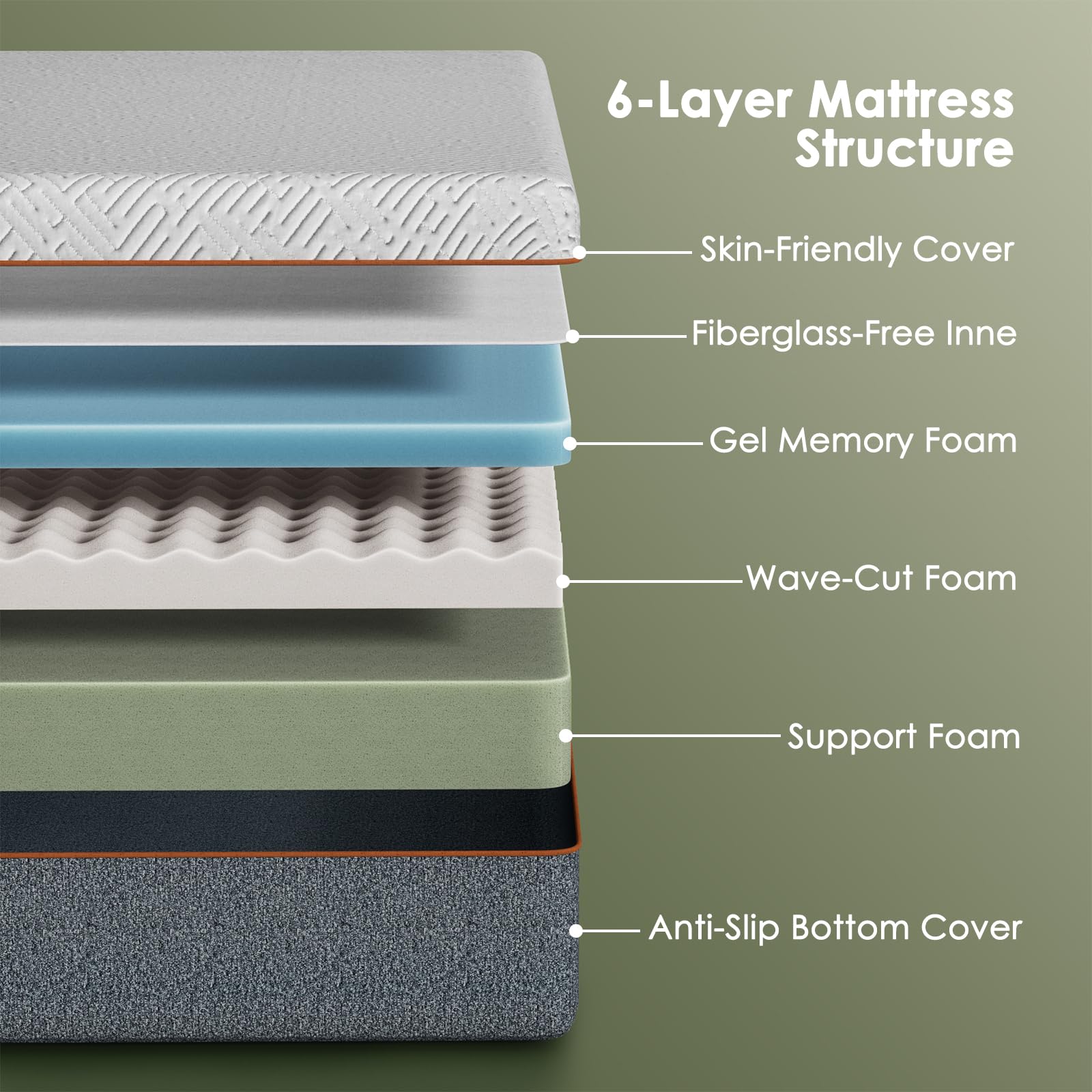 Marsail 10″ Twin Mattress for Bedroom, Medium Firm Memory Foam with Cooling Gel and Graphene Fabric, Pressure Relief, Fiberglass-Free, CertiPUR-US Certified