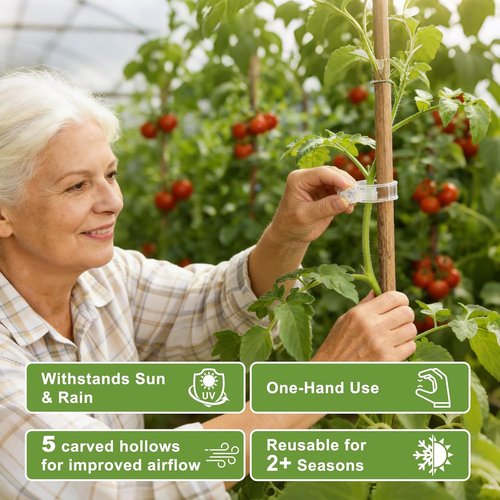 Feed Garden 120Pcs Plant Clips - Reusable Supports for Climbing Plants, Tomatoes, Cucumbers & More | White