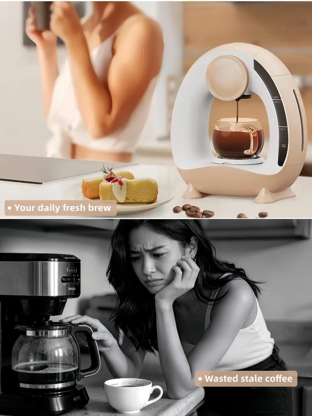 HAILASRE 3 in 1 Single Serve Coffee Maker for K Cup Brewer,Ground Coffee and Tea Leaves,1400W 20s Fast Heating Mini Q,One Button Operation, Outdoor Portable for Small Spaces（Coffee Cup NOT Included）