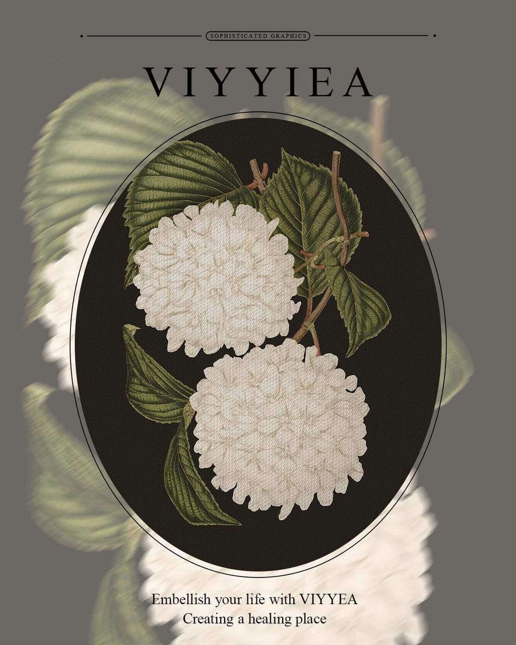 VIYYIEA Gold Framed Canvas Print - White Hydrangea Oil Painting for Home Decor | 13x16in Aesthetic Wall Art