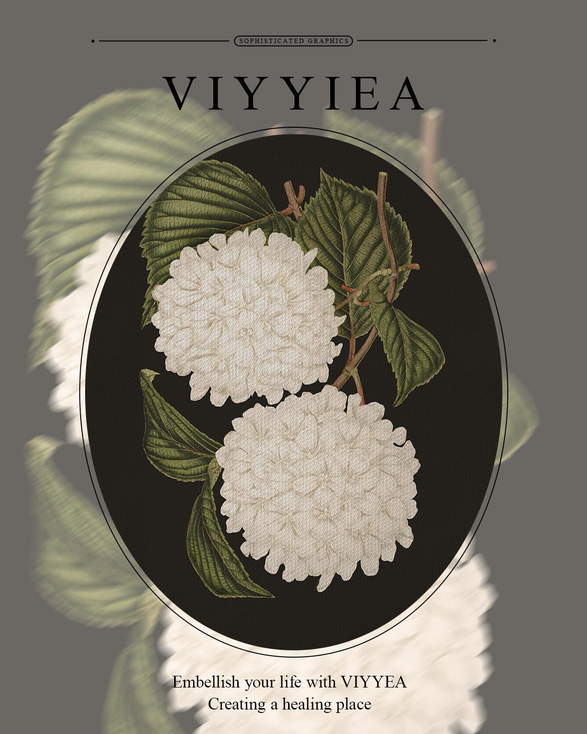 VIYYIEA Gold Framed Canvas Print - White Hydrangea Oil Painting for Home Decor | 13x16in Aesthetic Wall Art