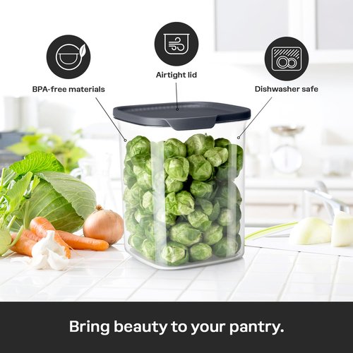 Tupperware Crystal Clear Store & Serve Collection Ultra Clear Big Square Tritan/Copolyester Food Storage Container Set, Dishwasher Safe and BPA Free (2 Containers, 2 Lids)