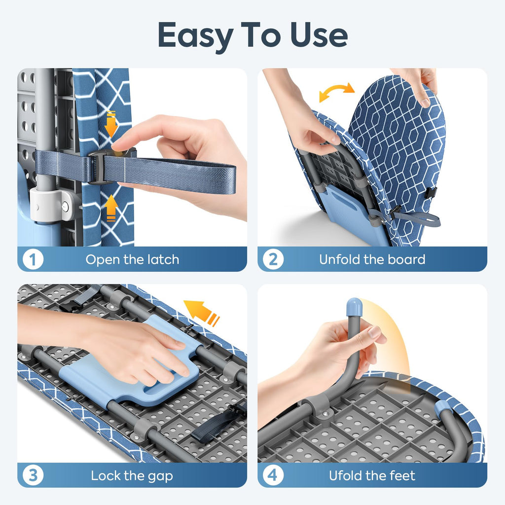 APEXCHASER Foldable Ironing Board, Tabletop Small Iron Board, Portable Folding Mini Ironing Board with Non-Slip Feet for Home, Laundry Rooms, Dorms, Travel Use,Blue