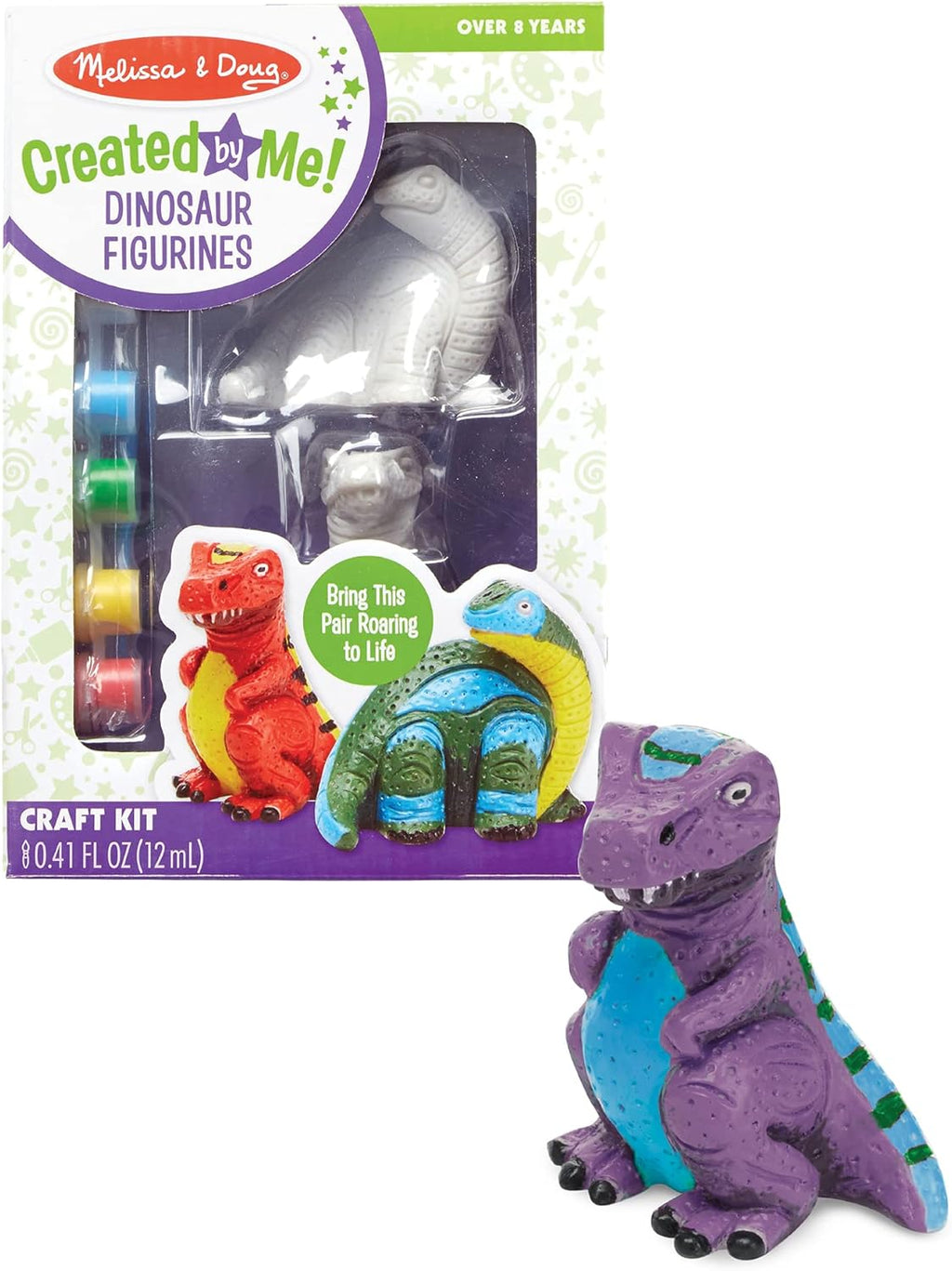 Melissa & Doug Dinosaur Figurines Craft Kit - Create Your Own Dinosaurs with 2 Resin Figures & 6 Paints