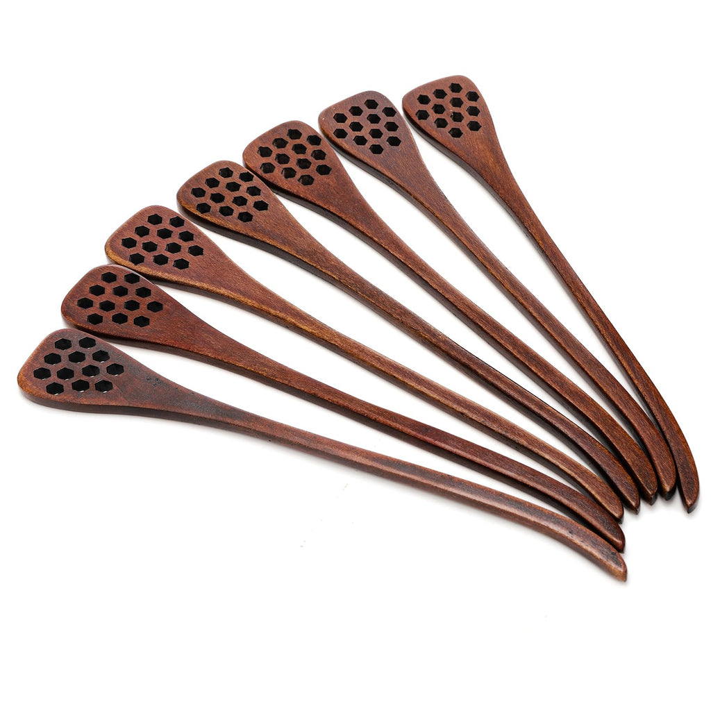 Cididu 12 Pack Wood Honey Dipper, Honey Spoon Sticks, Honey Mixing Stirrers for Tea Coffee, Honey Comb Sticks with Long Handle, Reusable Honey Wand Syrup Dippers for Home Kitchen Party, Food Safe, 7''