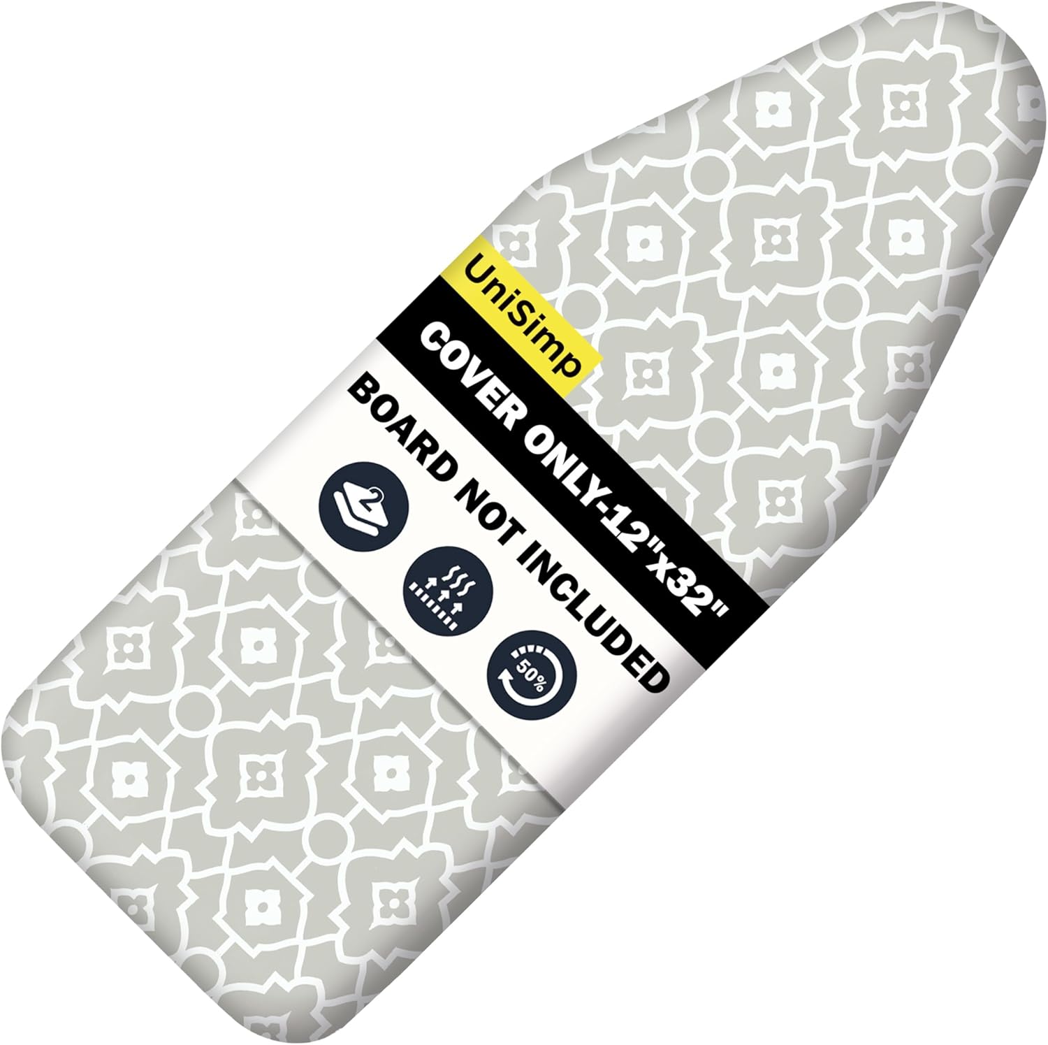 UniSimp Small Ironing Board Cover - Heat Resistant Cotton Canvas with Padding | 12"x32" Geometric Design