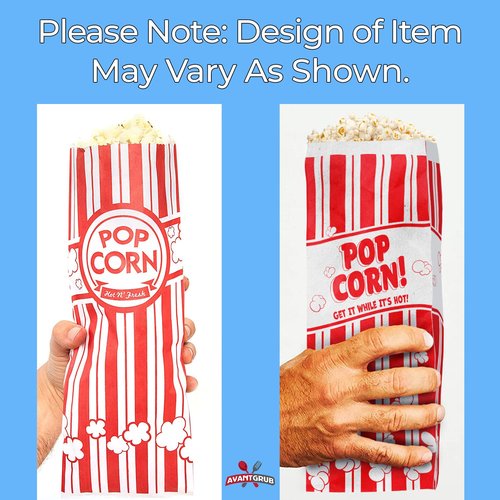 Leak-proof, Grease Resistant Popcorn Bags 1000 Pack. Tear Resistant, Single Serving 2oz Paper Sleeves in Nostalgic Red/White Design. Great Movie Theme Party Supplies, Retro Carnivals & Fundraisers