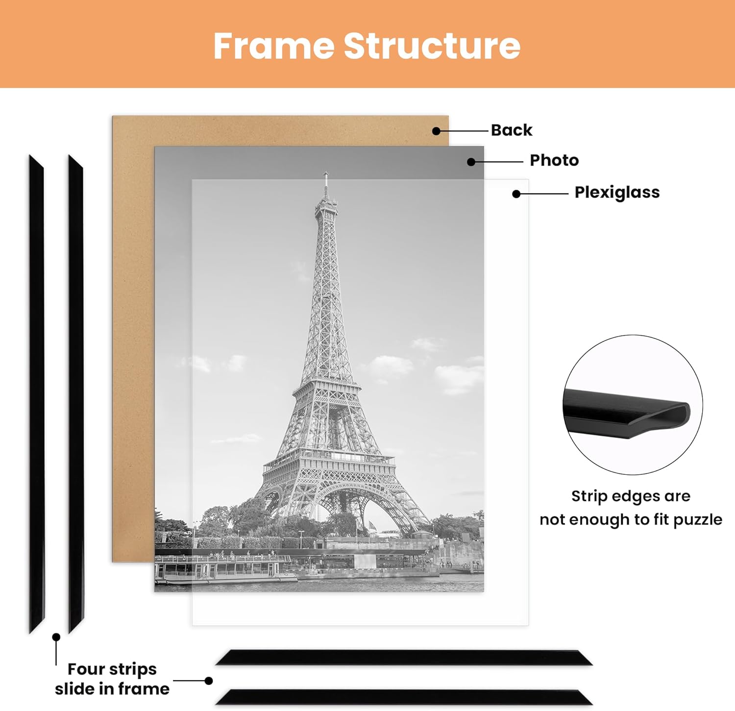 Upsimples 27x40 Inch Black Poster Frame - Scratch-Proof Picture Frames for Photo Gallery | Horizontal & Vertical Mounting (3 Pack)