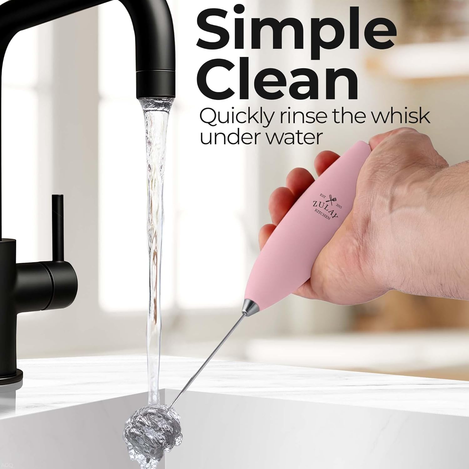 Zulay Kitchen Patented Tornado Triple Whisk Milk Frother - Handheld Foam Maker for Coffee & Lattes - Includes 4 Duracell Batteries - Candy Color