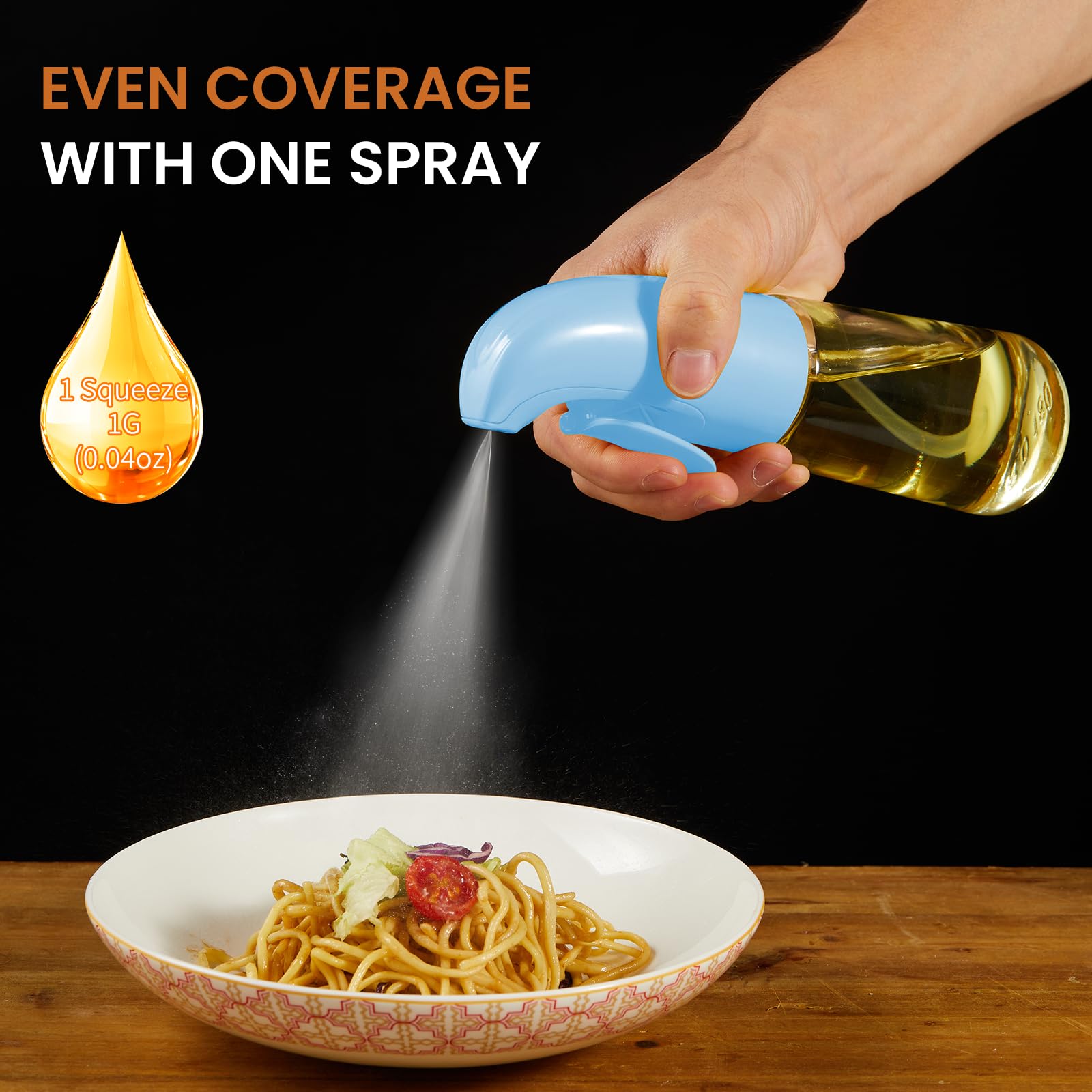 Deziggur Oil Sprayer for Cooking, Olive Oil Sprayer Mister, Olive Oil Spray Bottle for Cooking, Salads, BBQs and More (Blue)