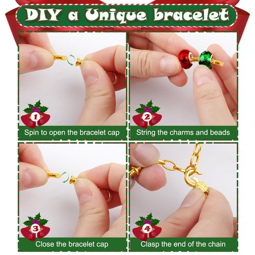 Christmas Advent Calendar Girl Bracelet, 24 Days of Xmas Countdown Calendar Blind Box Surprise, DIY Creative Jewelry Charm Making Kit, 2025 Christmas New Year Birthday Gift for Kids Teens Women