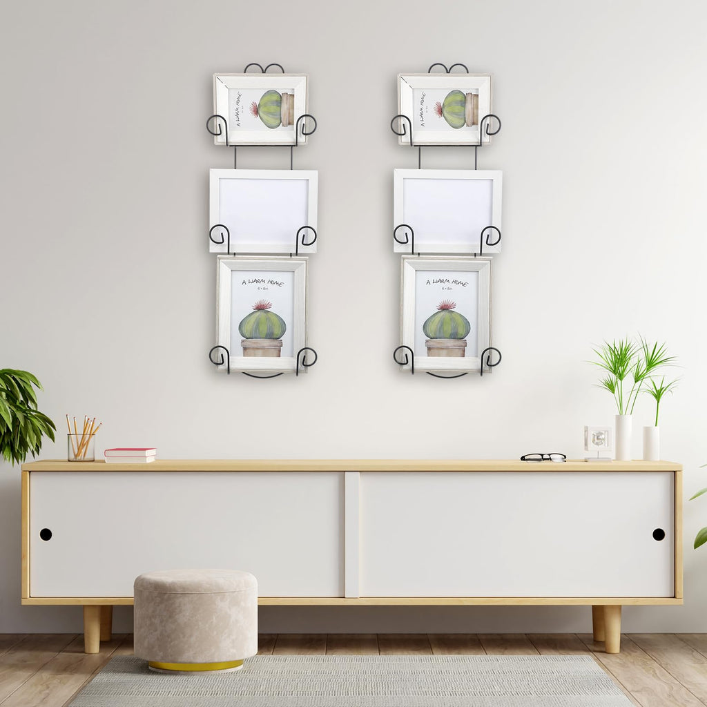 Menkxi Set of 2 Plate Rack for Wall Vertical 3 Tier Metal Wall Plate Holder Display Hanger for Dishes Decorative Plates Arts with Screw Fittings for Collectible Plates Picture Frames Artwork(Black)