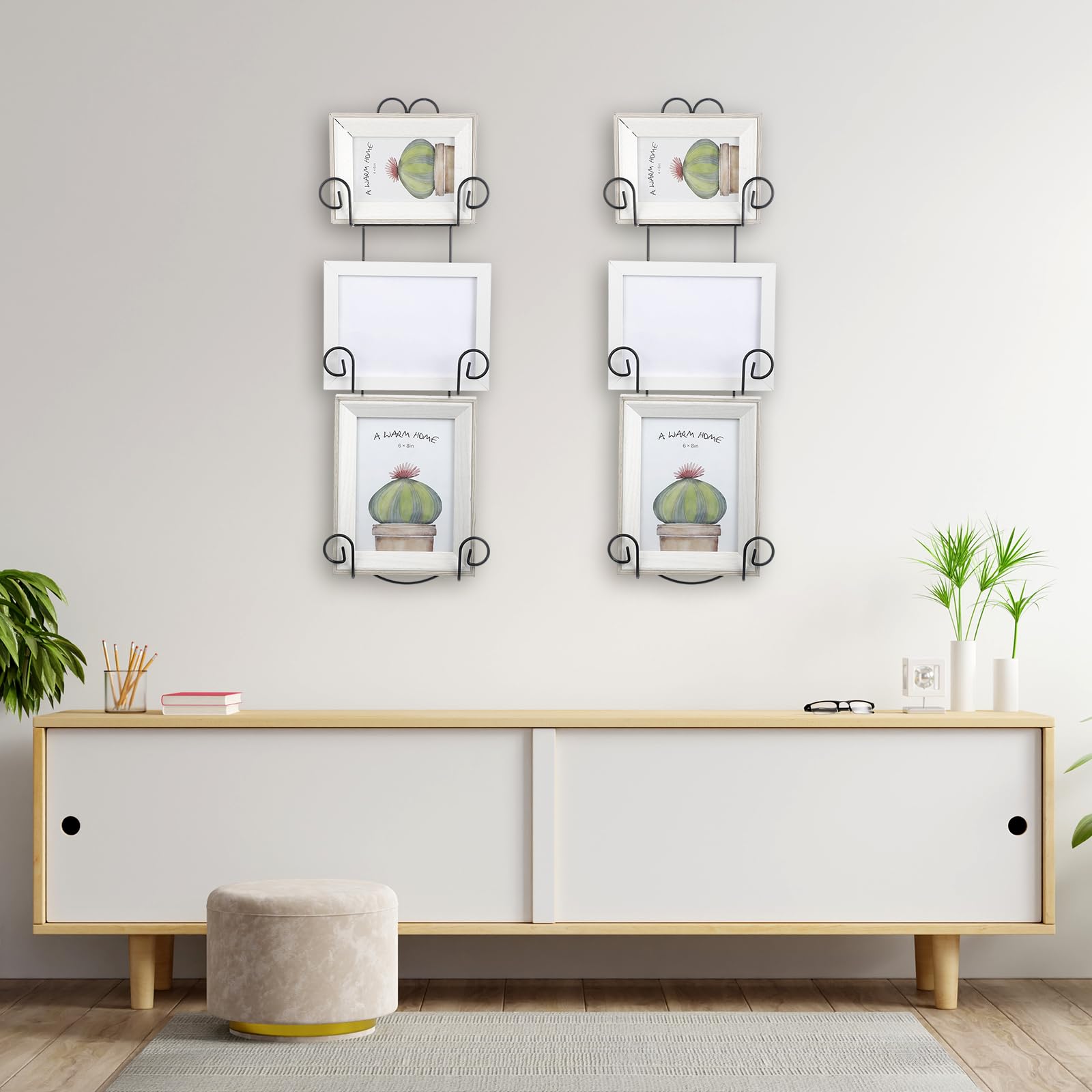 Menkxi Set of 2 Plate Rack for Wall Vertical 3 Tier Metal Wall Plate Holder Display Hanger for Dishes Decorative Plates Arts with Screw Fittings for Collectible Plates Picture Frames Artwork(Black)