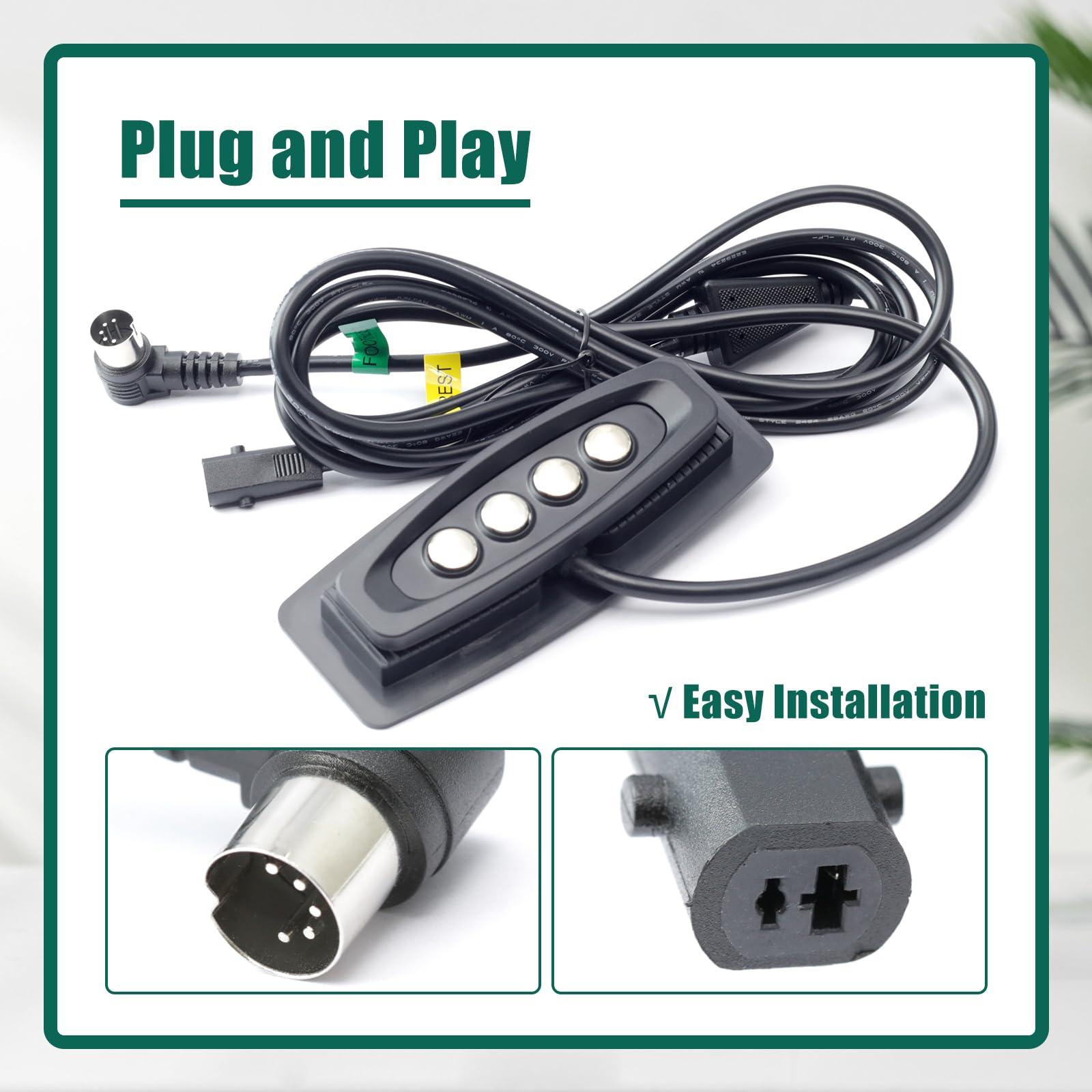 YUXIVCNE WPS4C10073 Power Recliner Controller for RMT with 4 Button 5 Male and 2 Female Pin Lift Chairs Cable, Controller Hand Control Replace 23300195X000(B) 23300235X000 DK.08.07.110 141600640
