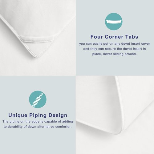 ACCURATEX King Duvet Insert Comforter,100% Cotton 400GSM Thick Fluffy Down Alternative Comforter,Breathable Soft White Hotel Bed Duvet Insert with Corner Tabs (104''x90'')