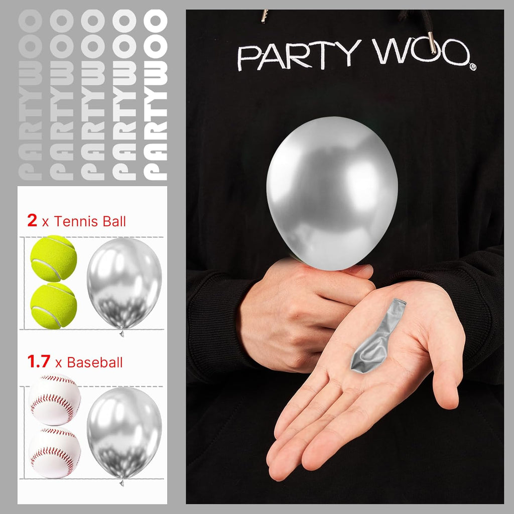 PartyWoo Silver Metallic Balloons - 50pcs 5-Inch for Stunning Birthday & Wedding Decor