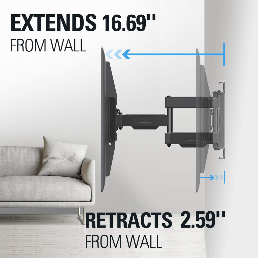 Mounting Dream Full Motion TV Mount - Adjustable Swivel & Tilt for 42-84 Inch TVs | Max VESA 600x400mm, 100 LBS Capacity