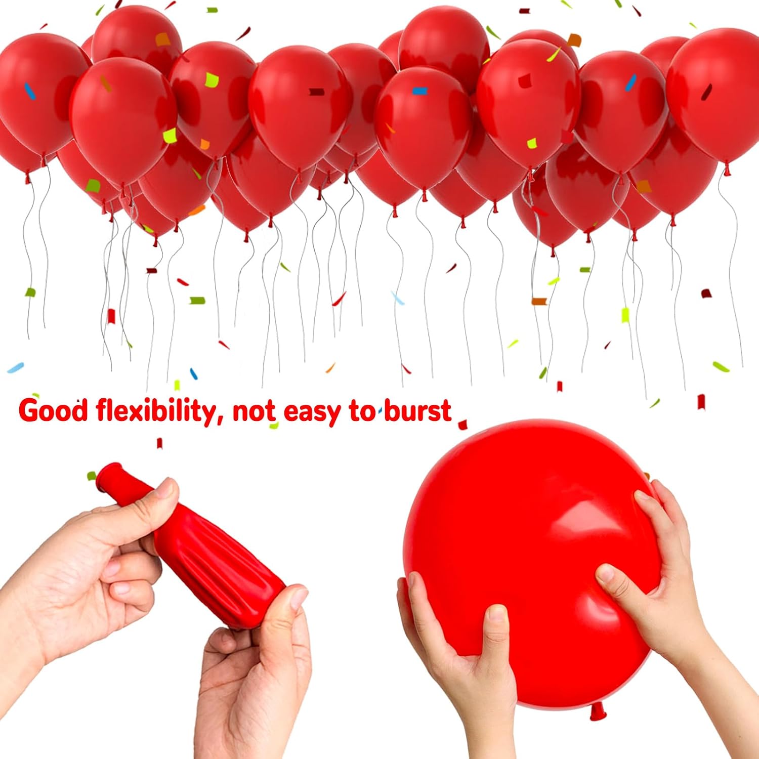 ASIYUHY Red Balloons - 12 Inch Thick Latex Helium Balloons with Ribbons | Perfect for Christmas, Valentine's, Birthdays & Baby Showers