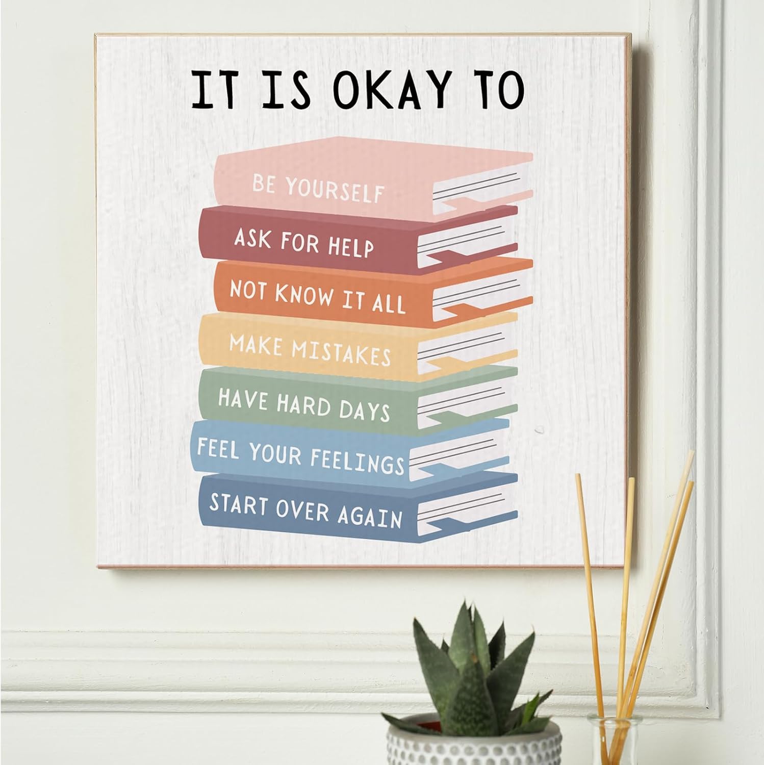Skiennix Decorative Canvas Wall Art - Positive Affirmations Framed Prints for Home | 11.8x11.8 IN