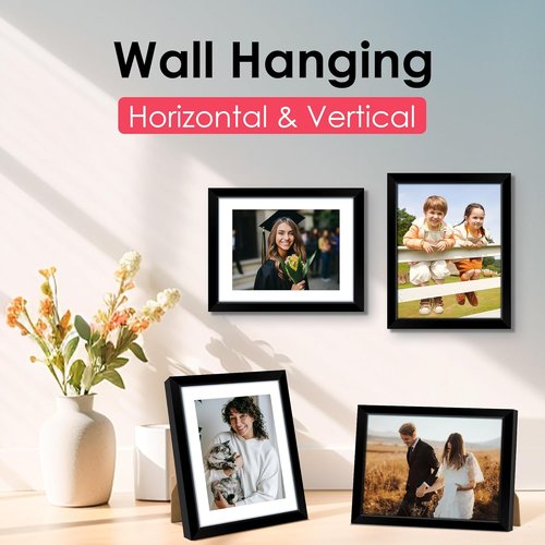FIXSMITH 8.5x11 Picture Frame - Black HD Plexiglass Frame for 6x8 or 8.5x11 Photos | 2 Pack