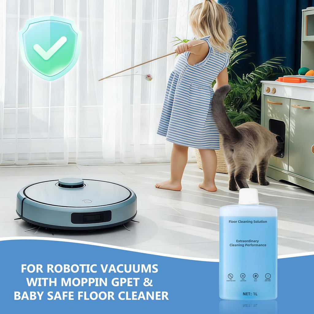Floor Cleaning Solution Compatible With Roborock Robot Vacuum And Mop Cleaner， Deep Cleans For Multiple Hard Floors, for Robot & Wet Dry Vacuums Mopping Floor Cleaners Solution , 33.8 Fl. OZ(1 Bottle)