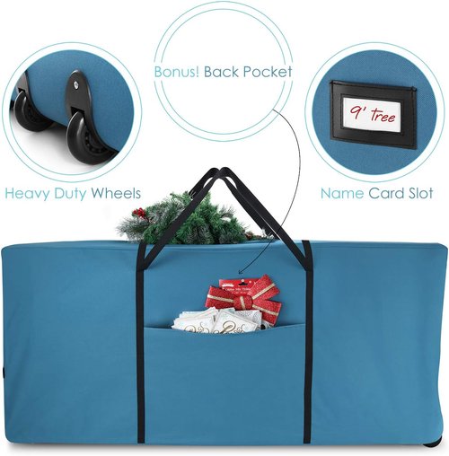 Hearth & Harbor Christmas Tree Storage Bag - Extra Large Rolling Bag for 9 ft Trees | Durable Handles & Wheels