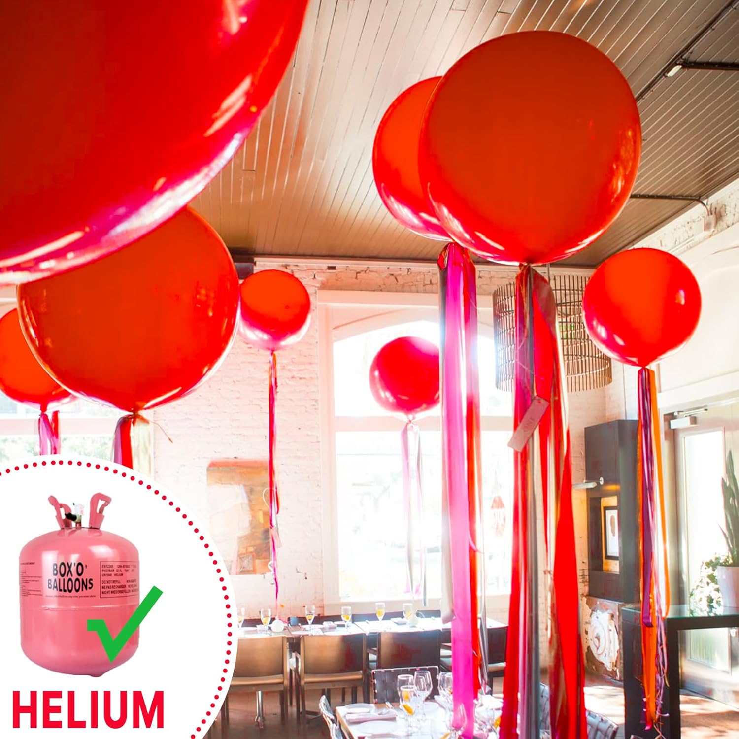 PartyWoo Red Helium Balloons - 36 Inch Red Balloons for Birthday, Graduation & Events