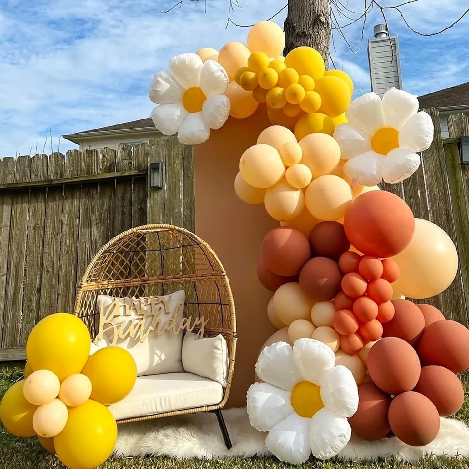 Skiennix Latex Balloons - 100-Pack Party Balloon Garland Kit | Assorted Sizes 5-18 Inches in Mustard
