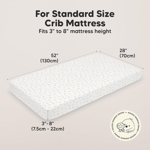 KeaBabies Organic Crib Sheets - 2-Pack Fitted Jersey Cotton for Baby Bed | Soft & Breathable 52x28 (Meadow)