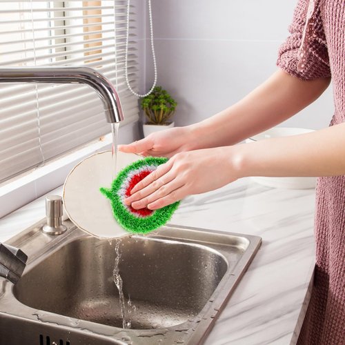 Acshio 16 Pieces Fruit Dish Scrubber, Non Scratch Dish Washing Sponge, Double Layer Reusable Kitchen Scrubber Cleaning Sponge for Dishwashing, Cleaning Dishes, Cookware Tubs Sinks