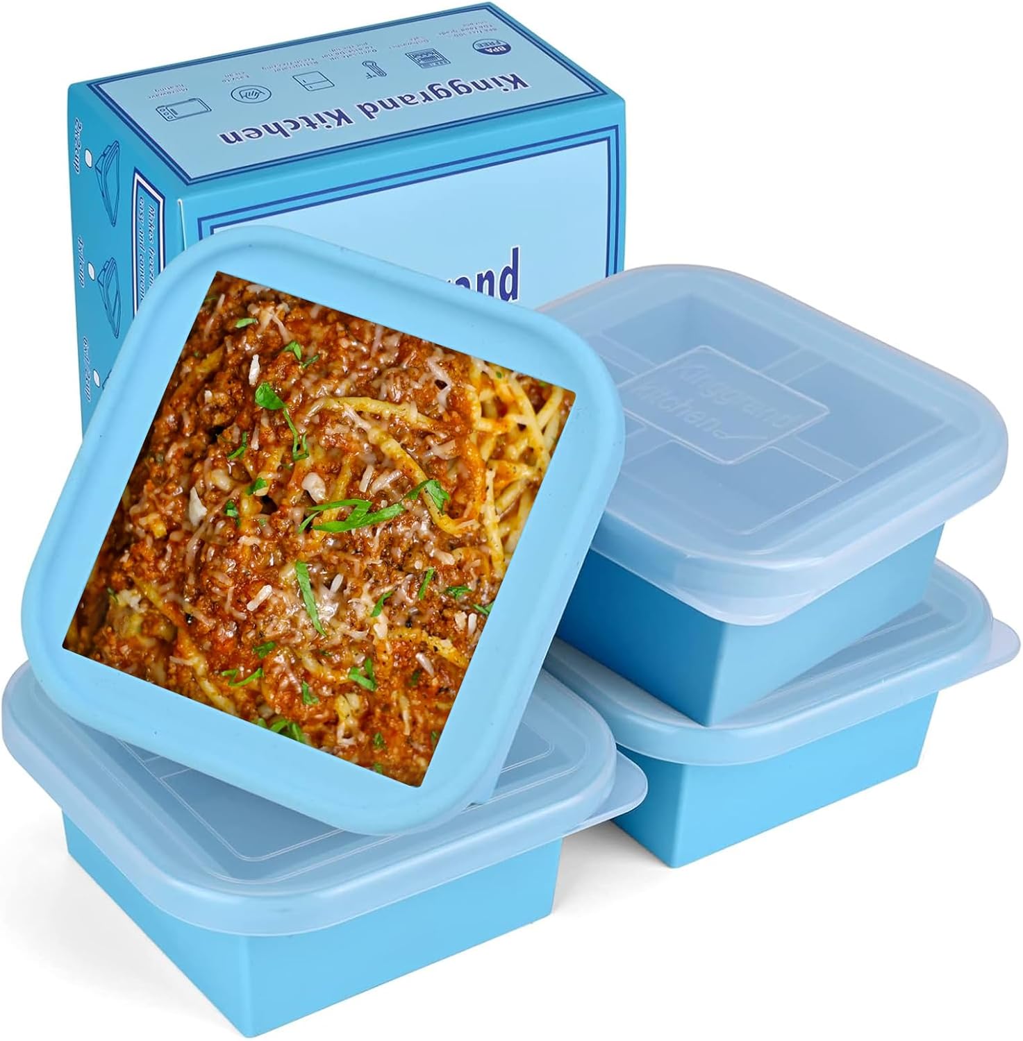Skiennix 2 Cup Silicone Freezer Trays - 4 Pack Molds for Soups, Broths, Stews & Sauces