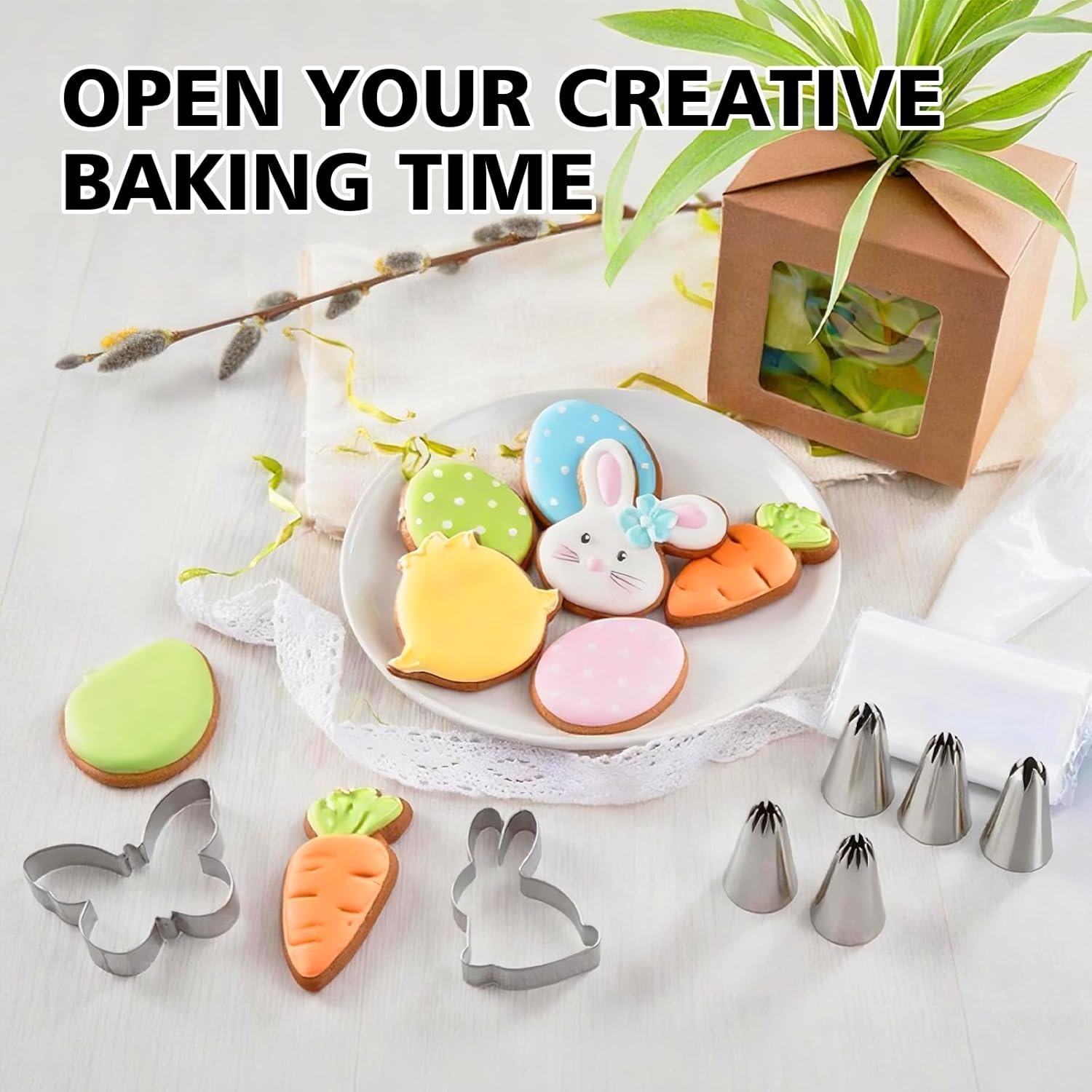 Skiennix Piping Bags and Tips Set - 245-Piece Cake Decorating Kit | 12-Inch Disposable Pastry Bags & Reusable Icing Tools for Cupcakes & Cookies
