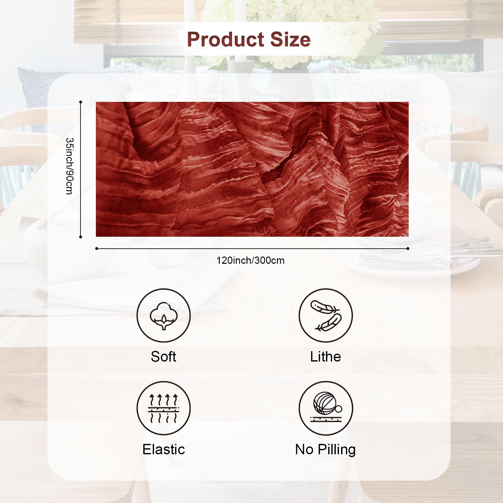 20 Pack Terracotta Christmas Cheesecloth Table Runner 35x120 Inch 10Ft Rustic Gauze Cheese Cloth Table Runner Sheer Cheesecloth Table Runners for Wedding Party Bridal Shower Decoration