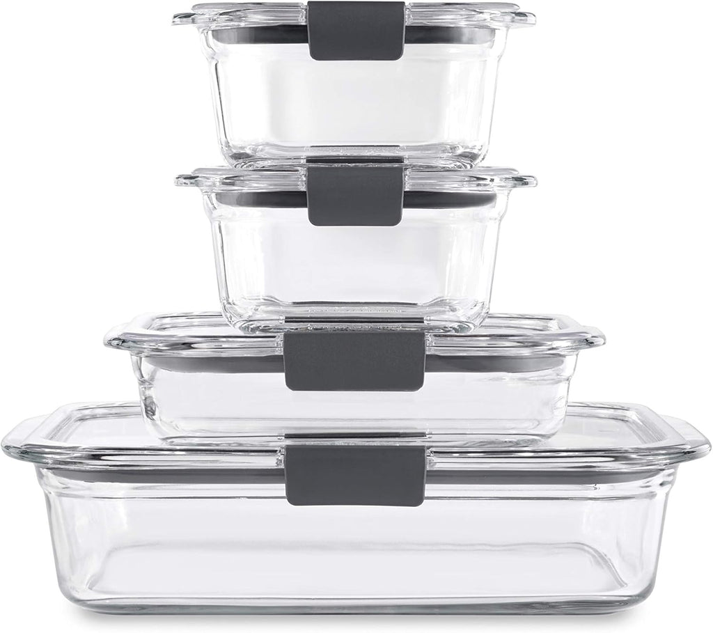 Rubbermaid Brilliance Glass Storage Containers - Set of 4 with Lids | Clear, Durable & Versatile