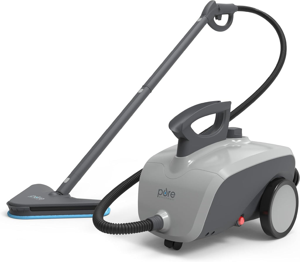 Pure Enrichment PureClean XL Rolling Steam Cleaner - 1.5L Heavy-Duty Steamer with 17 Accessories for Chemical-Free Deep Cleaning