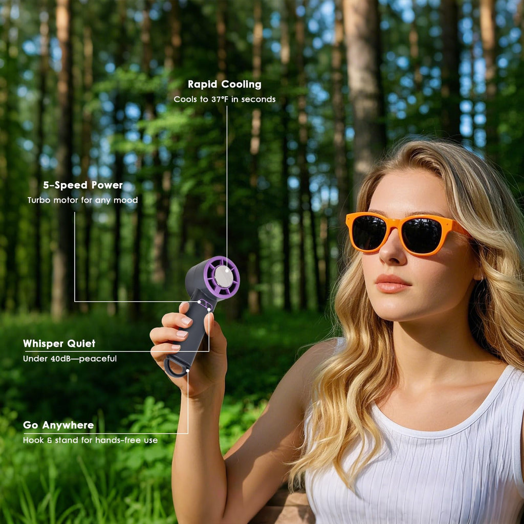 Uselective Personal Hand held Fan -Y32 Pro I portable Mini Fan with Long Battery Performance - Ultra-Quiet for New Cooling Technology - Perfect Summer Gift for Travel & Outdoors（purple）
