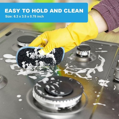HOMEXCEL Multi-Purpose Scrub Sponges - Non-Scratch Microfiber for Efficient Dish Cleaning | 12 Pack (Blue)