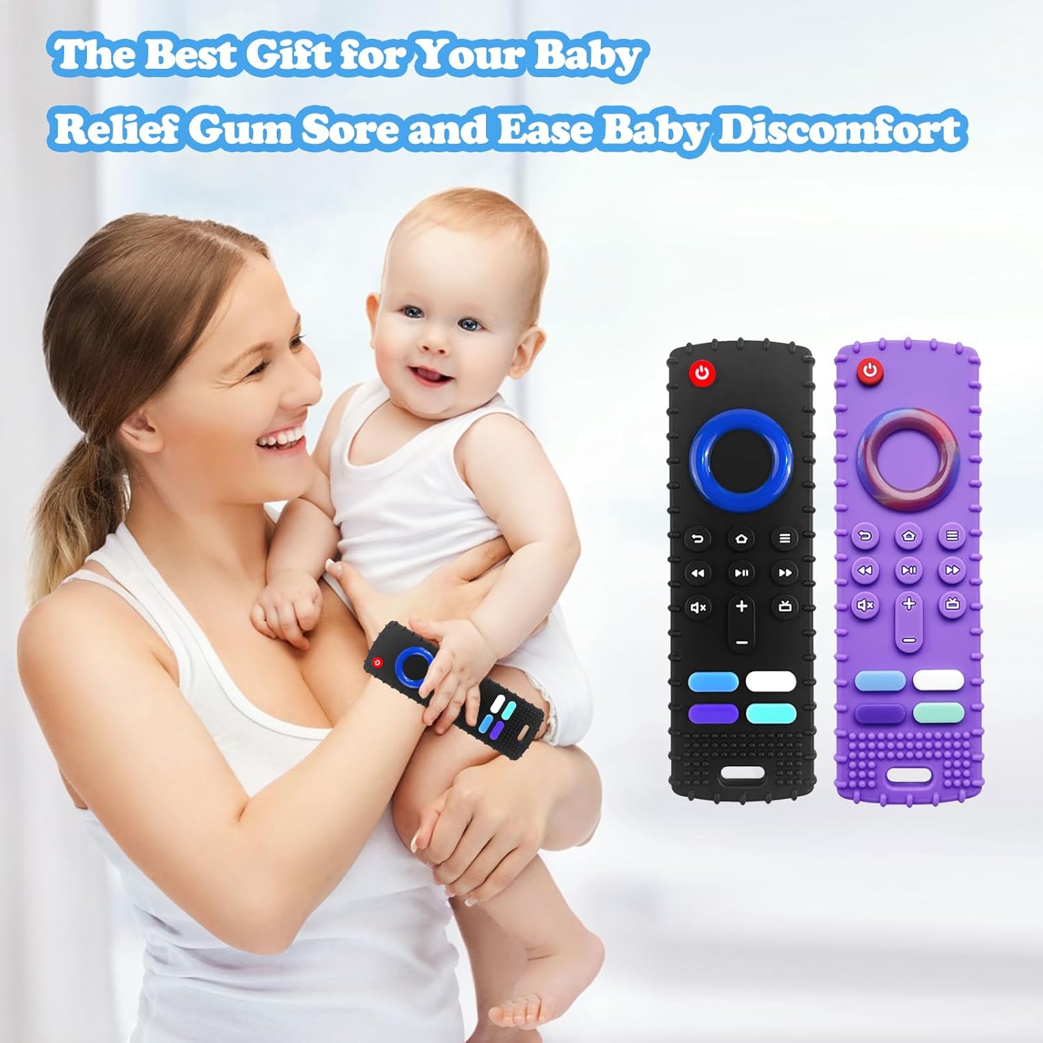 ROBBEAR Baby Teething Toy - Food Grade Silicone Teether in Fire TV Stick Shape | BPA-Free for 3-18 Months