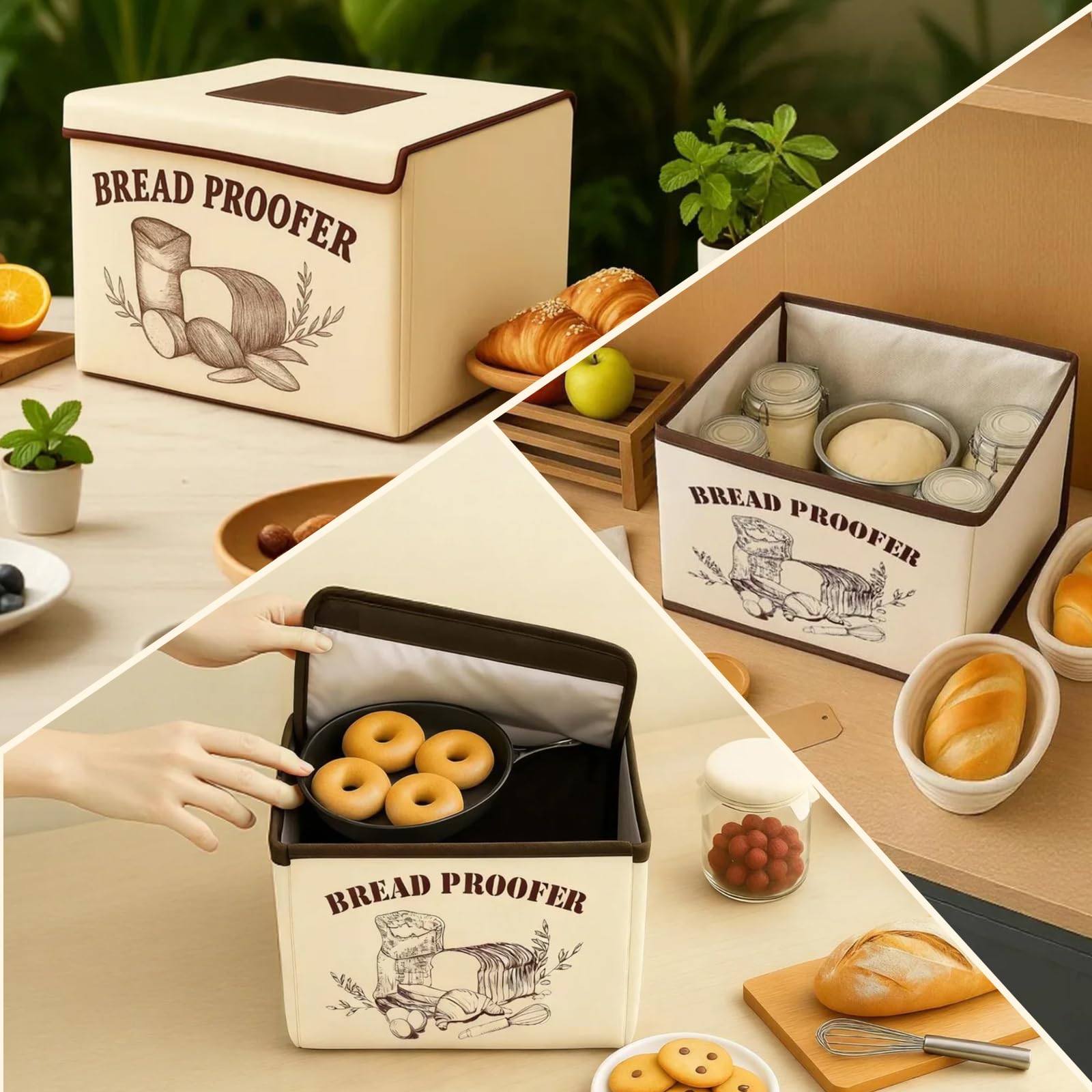 Brivouen Bread Proofing Box, Foldable Bread Proofer Warming Box 50-122℉ Control & 48H Timer, 3 Sided Heating Sourdough Proofing Boxes with Metal Rack for Bread Baking, Making, Pizza, Yogurt, Kombucha