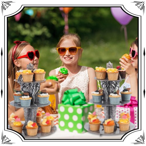 Honeydak 3 Tier Medieval Castle Cupcake Stand Decorations Medieval Knight Theme Cupcake Holder DecorationsCastle Dessert Tower for Kids Dragon Theme Party Birthday Supplies
