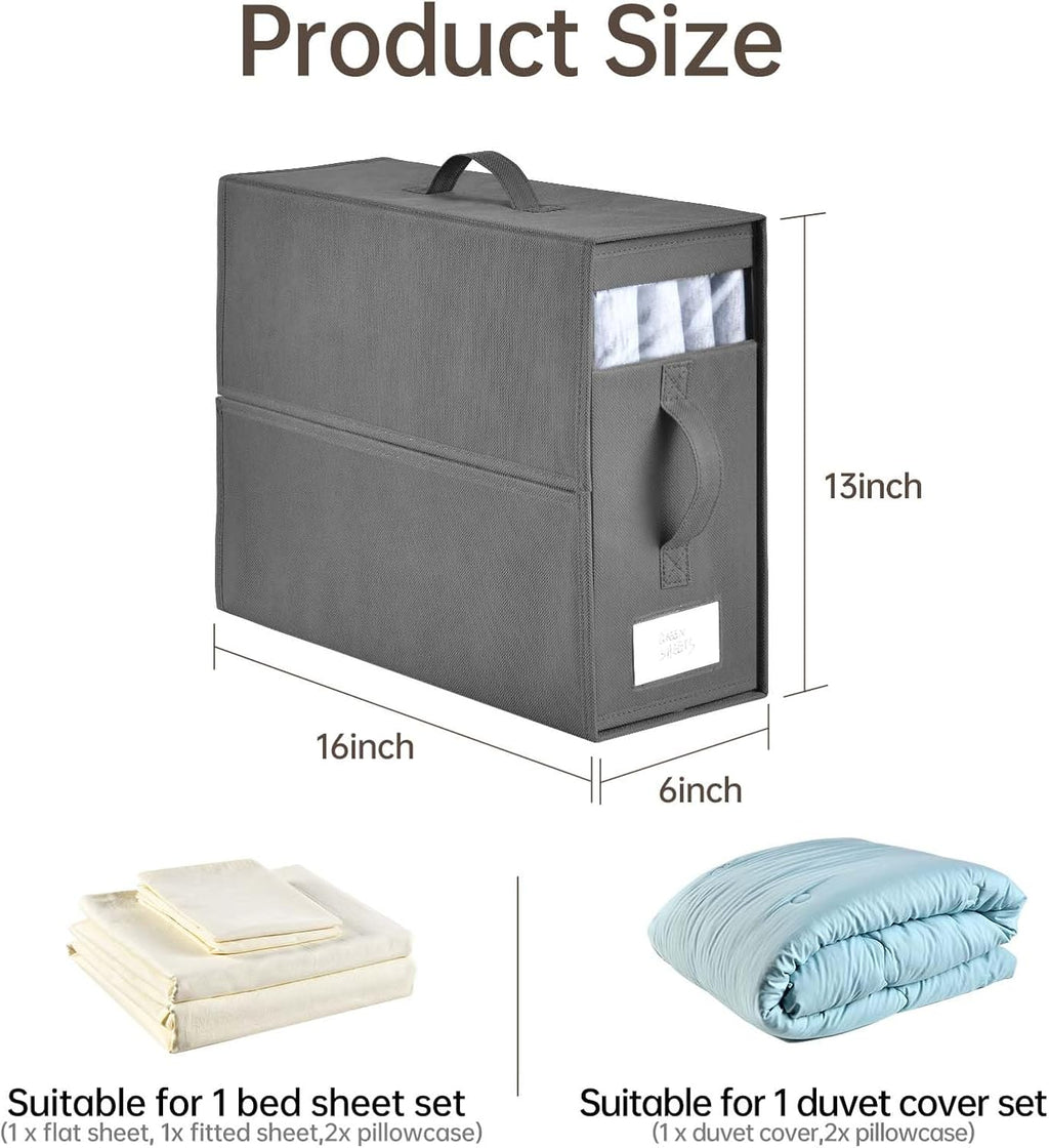 Skiennix Bed Sheet Organizers - 8 Pack Foldable Linen Closet Storage for Bedding