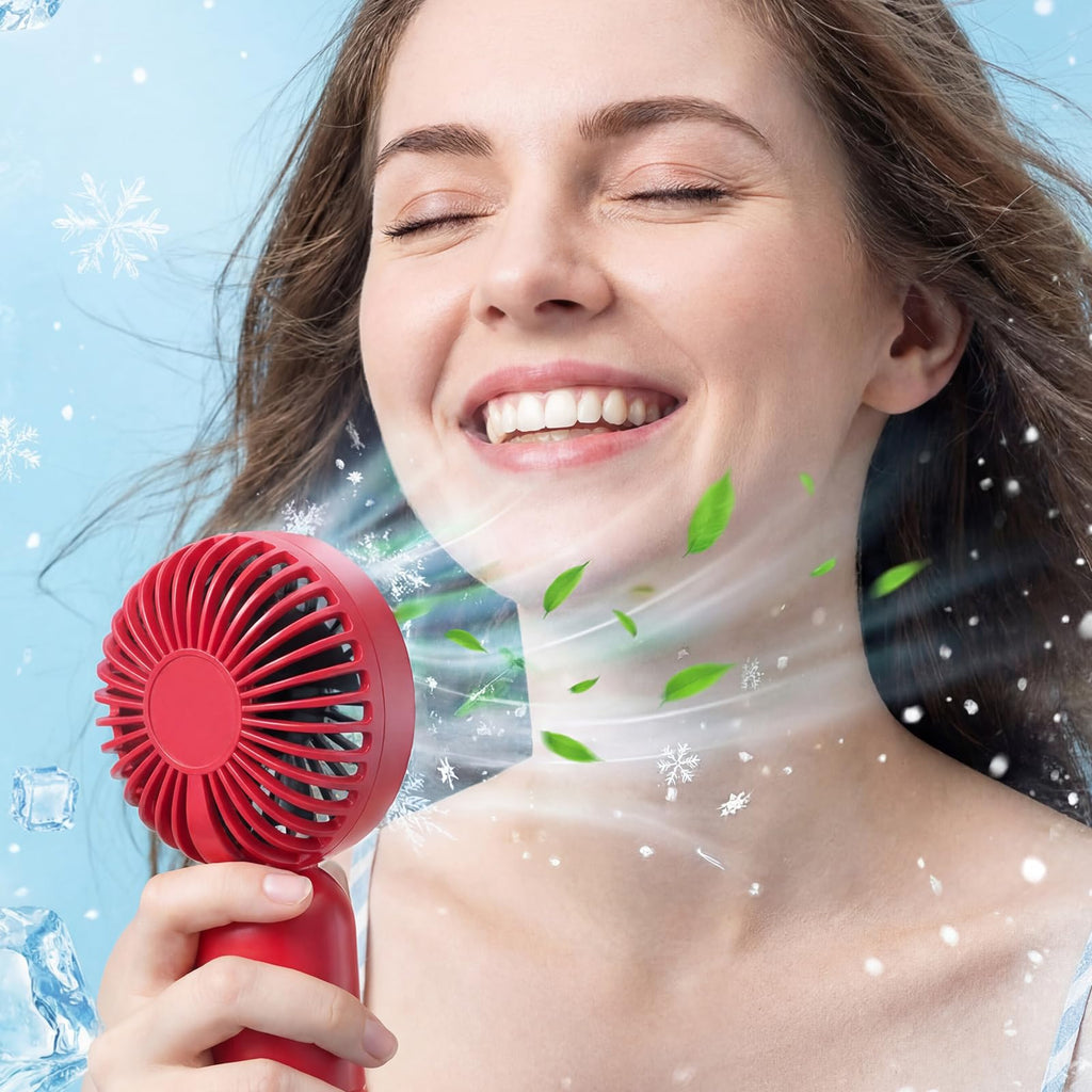 Rossesay 24 Pack Mini Portable Fan Bulk for Travel 3 Speeds, Rechargeable USB Battery Operated, Small Handheld Personal Eyelash Fans for Women Men Indoor Outdoor(Red)