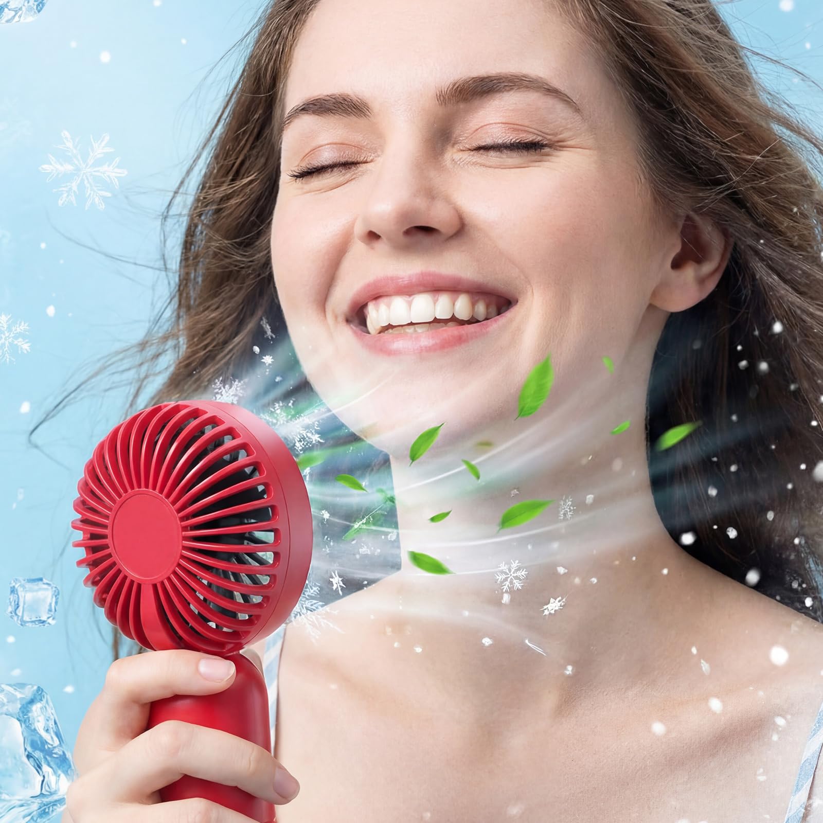 Rossesay 24 Pack Mini Portable Fan Bulk for Travel 3 Speeds, Rechargeable USB Battery Operated, Small Handheld Personal Eyelash Fans for Women Men Indoor Outdoor(Red)