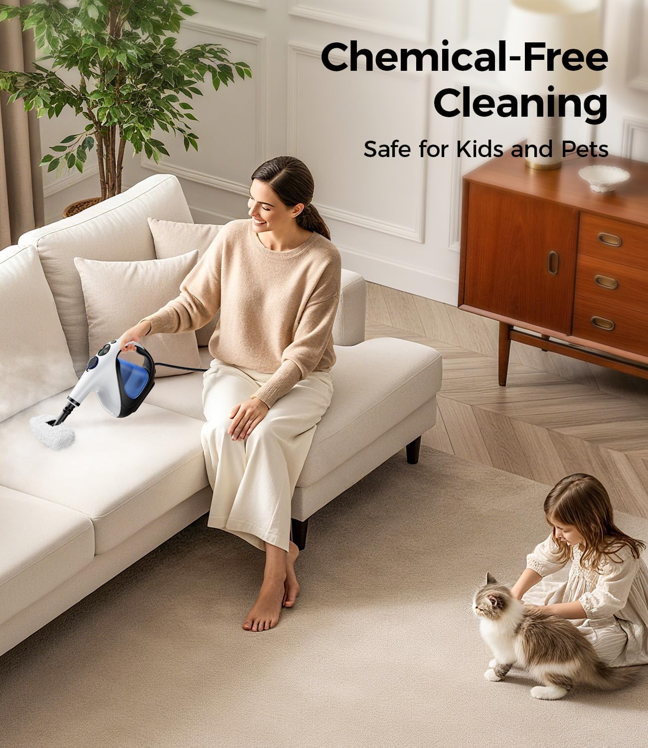 ADICOM Handheld Steam Cleaner for Home 3s Instant Heat-Up No Need to Wait, Upgrade 2 LB Light Weight Easy Refill Portable Steamer Cleaner for Furniture Couch Grout Walls Kitchenware Cleaning